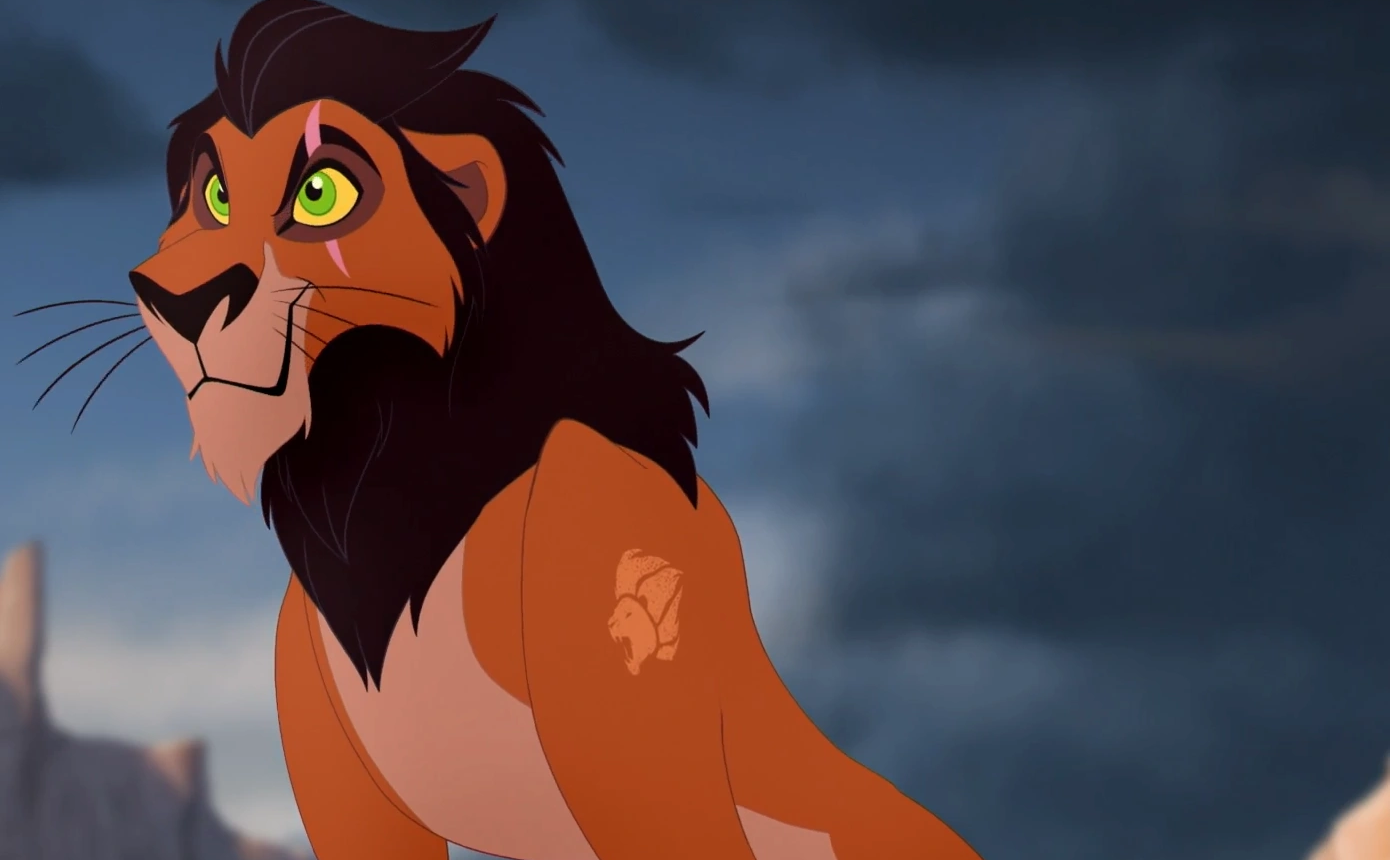 У Шрама из мультфильма &laquo;Король Лев&raquo; само&nbsp;имя говорит&nbsp;за себя. Плюс асимметрия &mdash; как признак злого персонажа