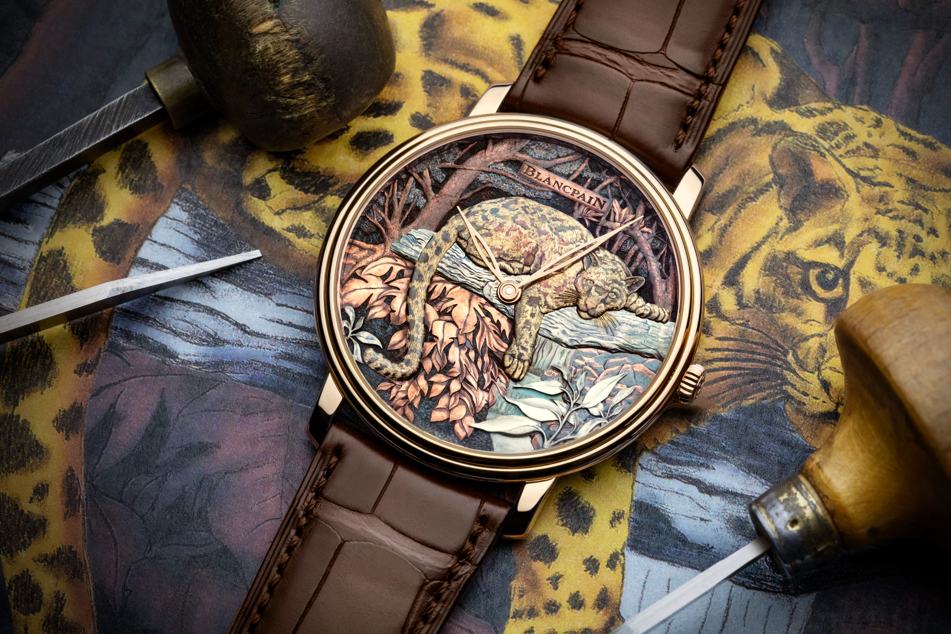Часы Metiers d&rsquo;Art Formosa Clouded Leopard в технике гравировки, дамаскинажа и сякудо, Blancpain
