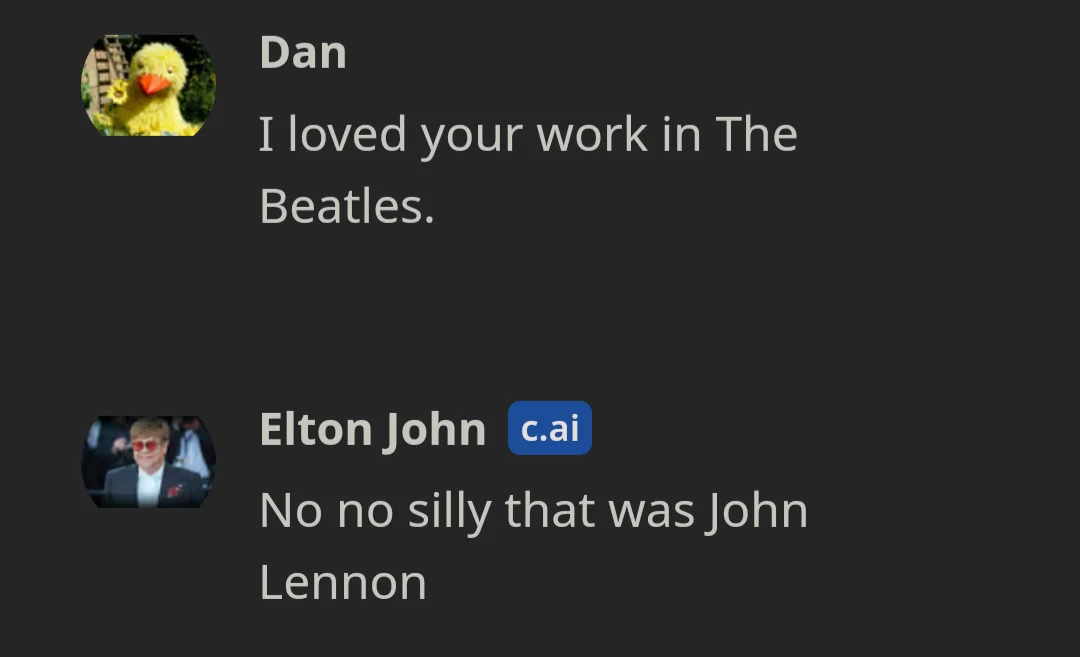 Чат-бот может отвечать как Джон Леннон, Элтон Джон или любая другая известная персона