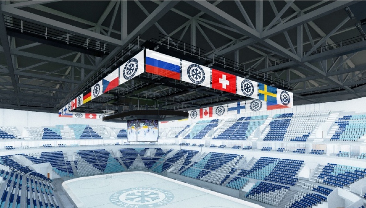 Создатели проекта предложили оформить новую арену в традиционные для хоккейного клуба &laquo;Сибирь&raquo; цвета: белый, синий и голубой.