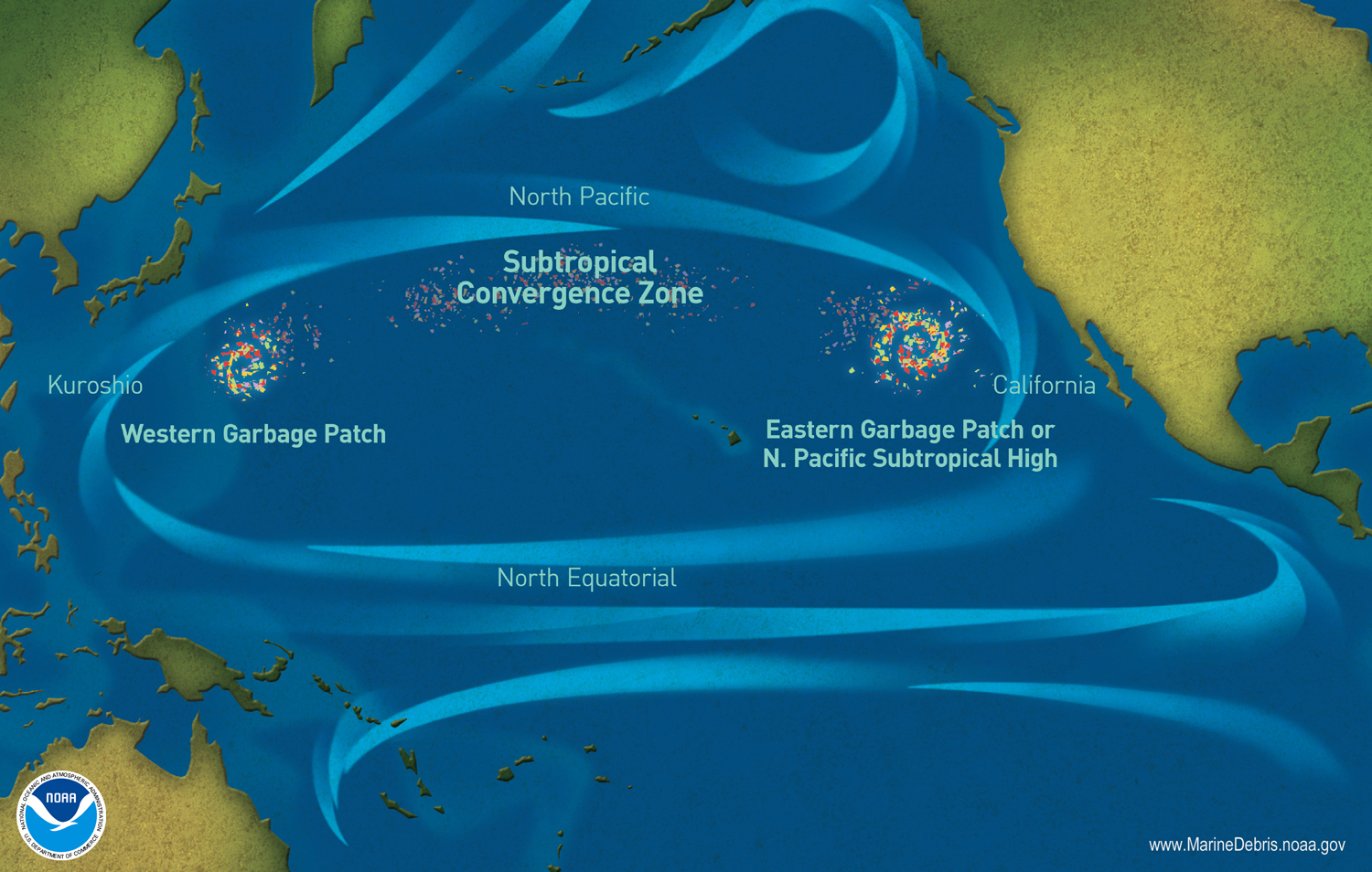 Большое тихоокеанское мусорное пятно на карте