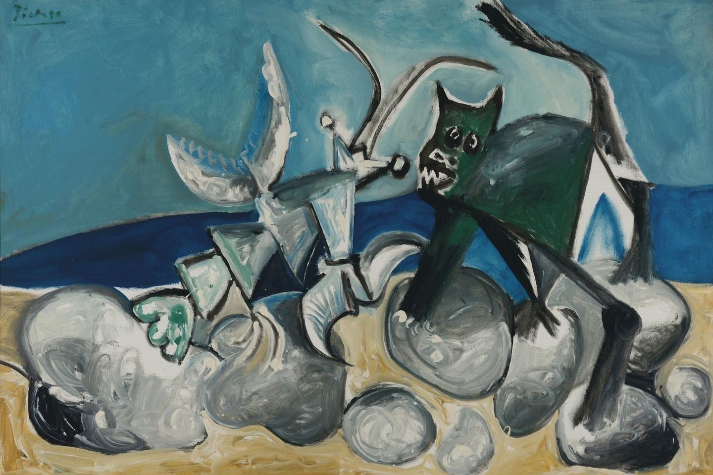 Пабло Пикассо, Chat et crabe sur la plage, 1965