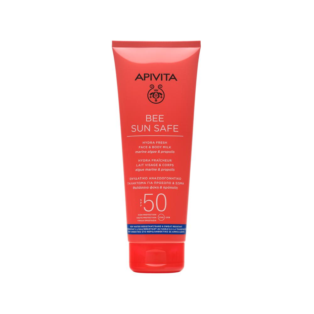 Солнцезащитное свежее увлажняющее молочко для лица и тела SPF50, Bee Sun Safe, Apivita, 2214 руб. (noname-beauty.ru)