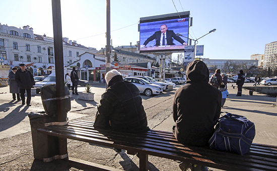 Трансляция пресс-конференции президента России Владимира Путина в Севастополе