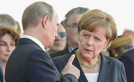 Канцлер Германии Ангела Меркель(справа) и президент России Владимир Путин(слева)