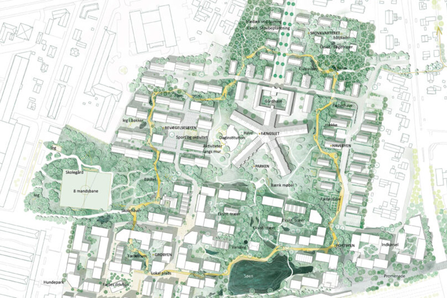Проект элитного жилого эко-района на месте тюрьмы Вридслеселилль от датских архитектурных бюро BOGL и Schmidt Hammer Lassen Architects