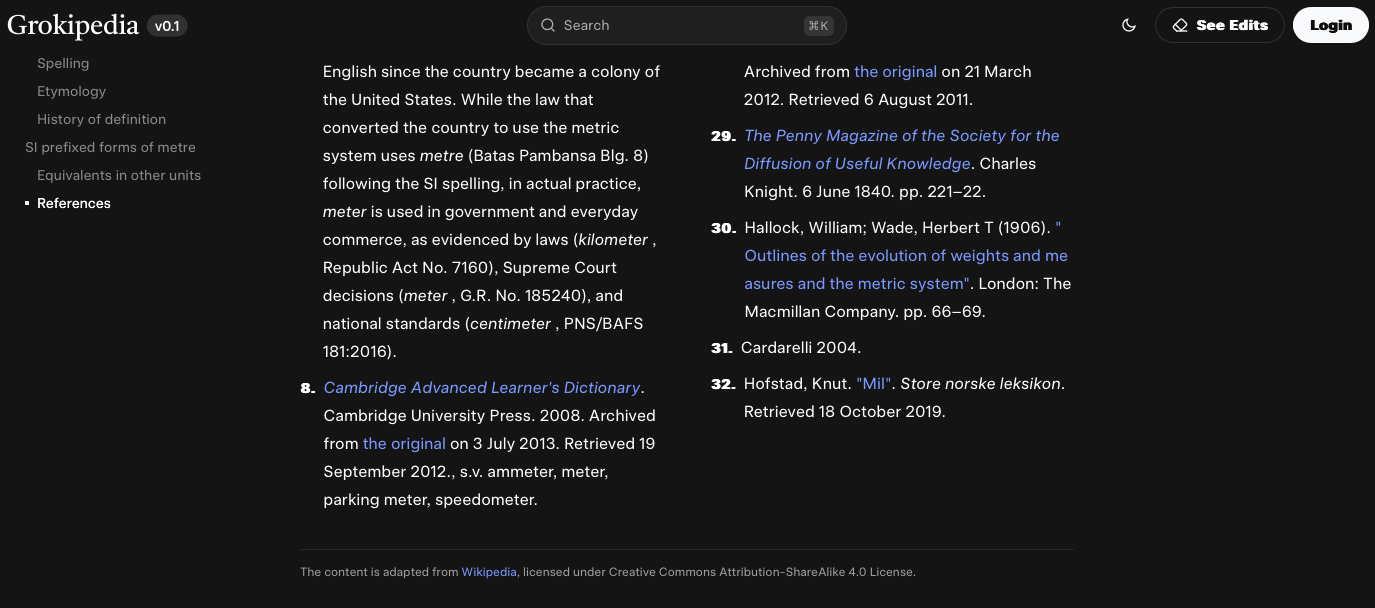 Пример статьи из &laquo;Википедии&raquo; в Grokipedia