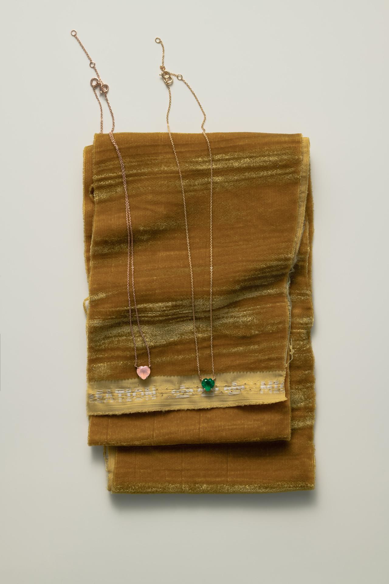 Подвески с нежно-коралловым и изумрудным агатом Cartoon Hearts