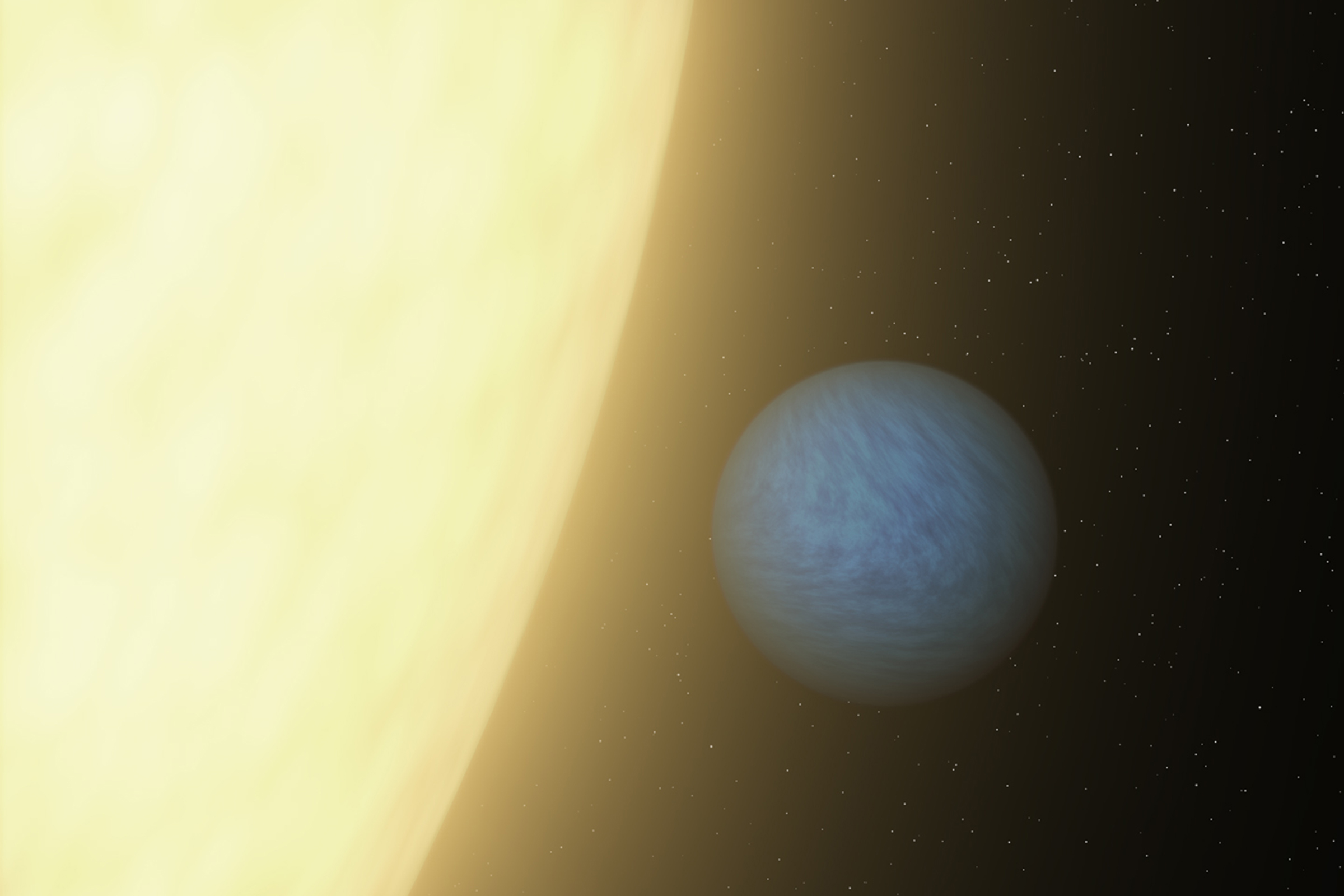 Находится в планетной системе солнцеподобной звезды 55 Рака A в двойной системе 55 Рака. Была открыта в 2004 году. Обращается вокруг материнской звезды за 17 часов и 41 минуту и всегда обращена к ней одной стороной. Согласно последним исследованиям, в ее атмосфере крайне мало воды.
&nbsp;