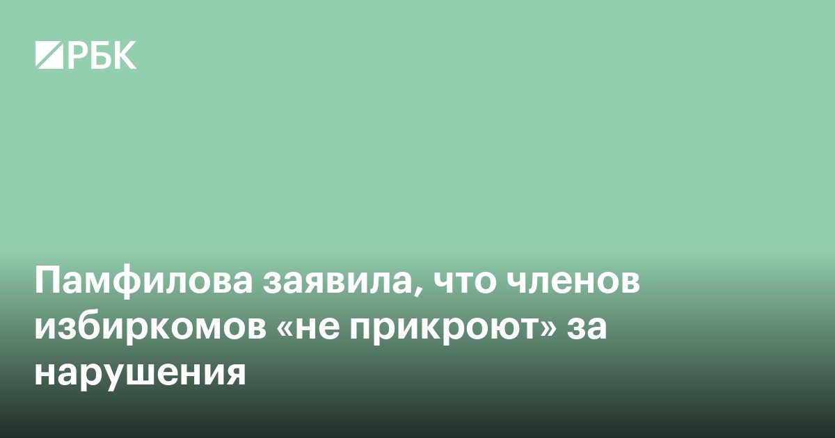 Памфилова заявила, что членов избиркомов «не прикроют» за нарушения