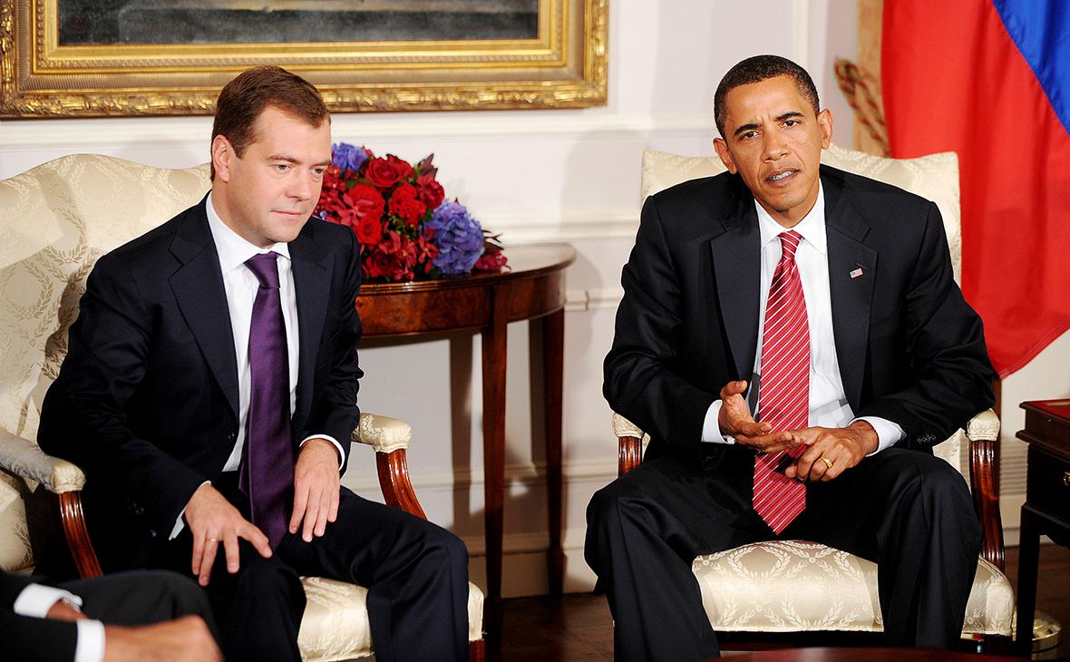 Дмитрий Медведев и Барак Обама во время двусторонней встречи 23 сентября 2009 года в Нью-Йорке