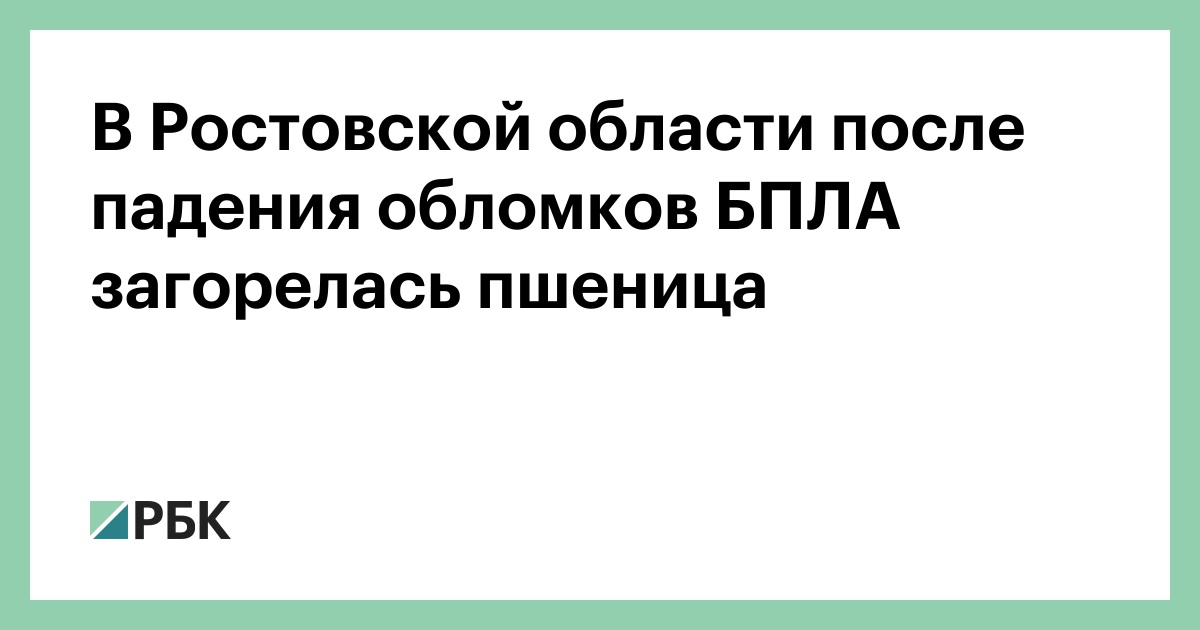 В Ростовской области после падения обломков БПЛА загорелась пшеница