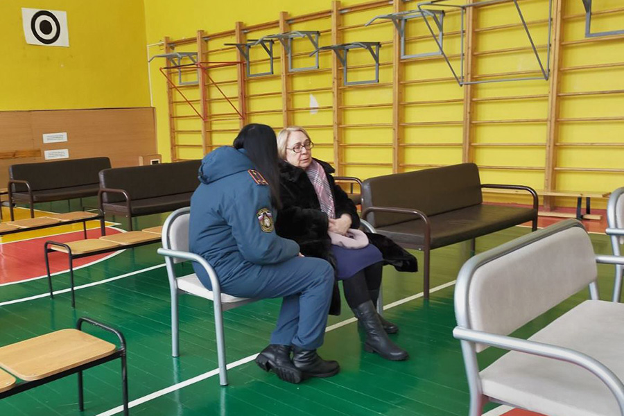 Пункт временного размещения&nbsp;на базе школы № 41 в Нижнем Новгороде для эвакуированных жителей