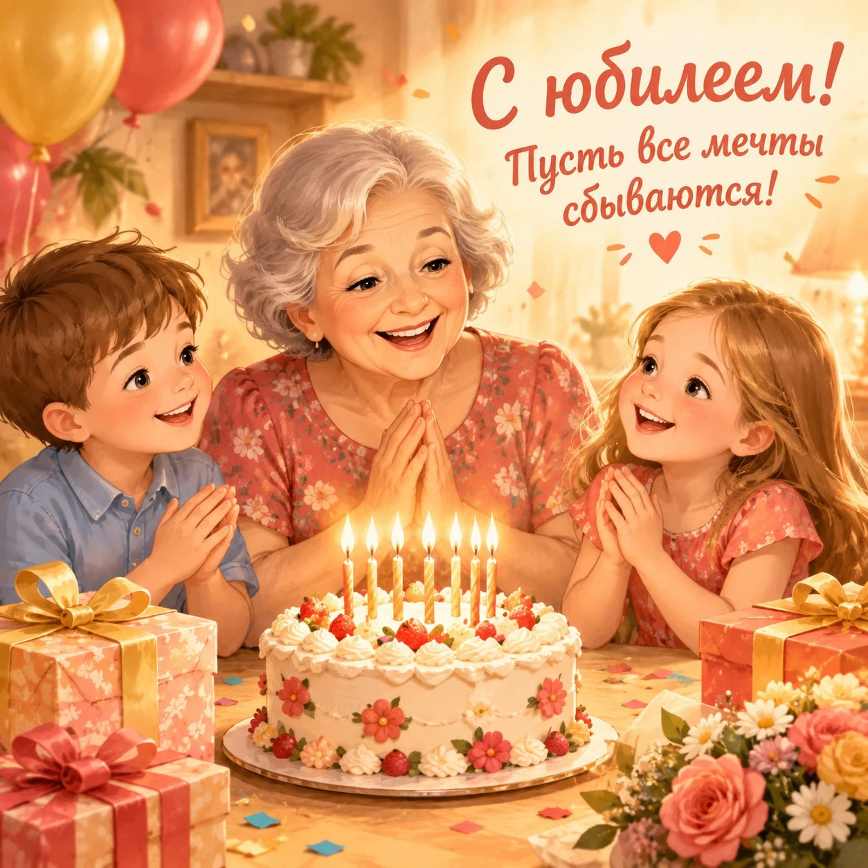 Праздничная открытка с юбилеем бабушке