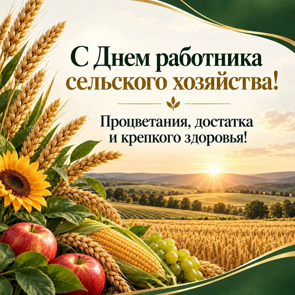 Красивая поздравительная открытка ко Дню работника сельского хозяйства