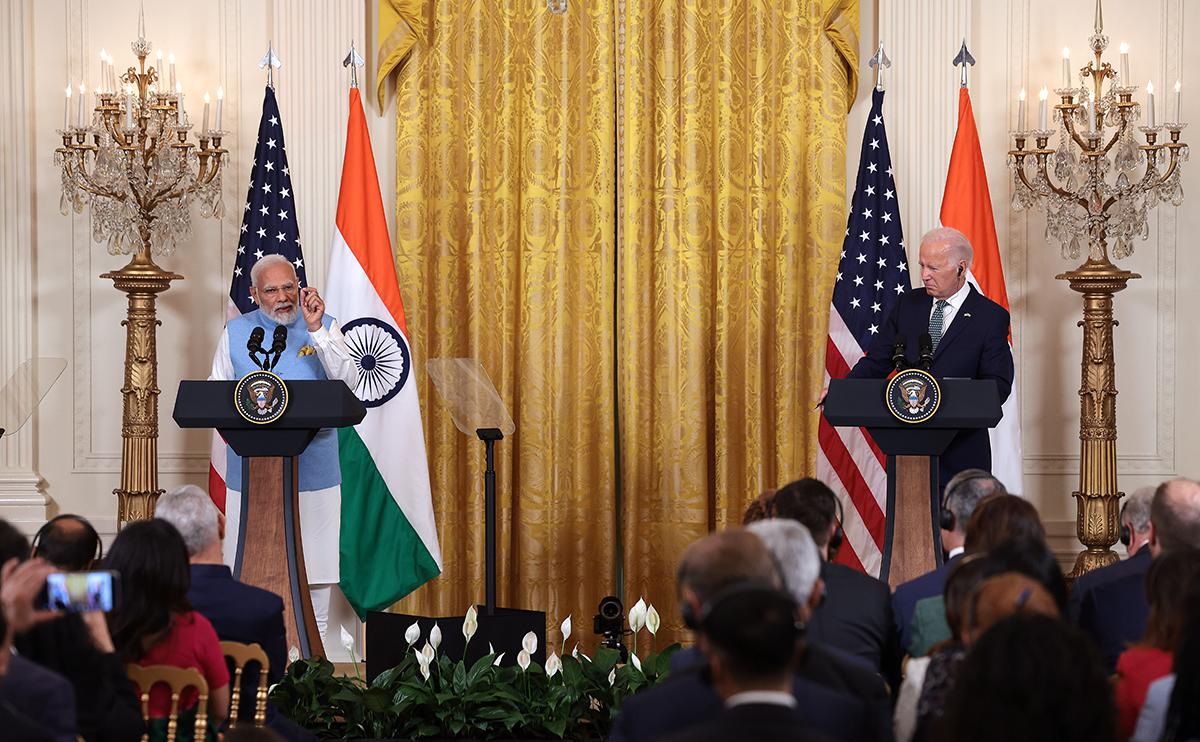 Премьер-министр Индии&nbsp;Нарендра&nbsp;Моди и президент США Джо Байден, 22 июня 2023 года