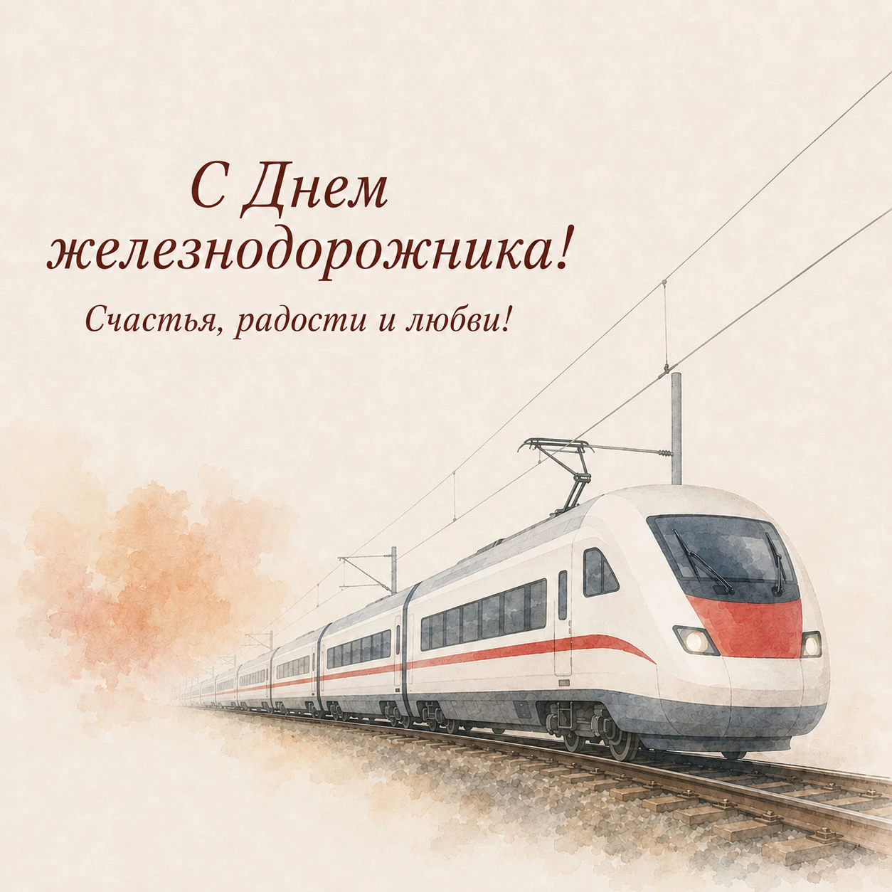 Минималистичная открытка ко Дню железнодорожника
