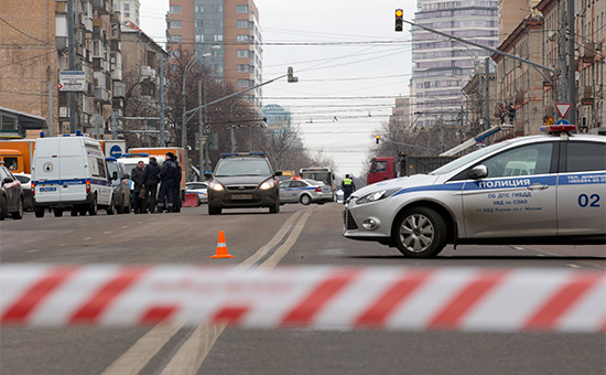 Полицейское оцепление на улице Народного Ополчения в Москве
