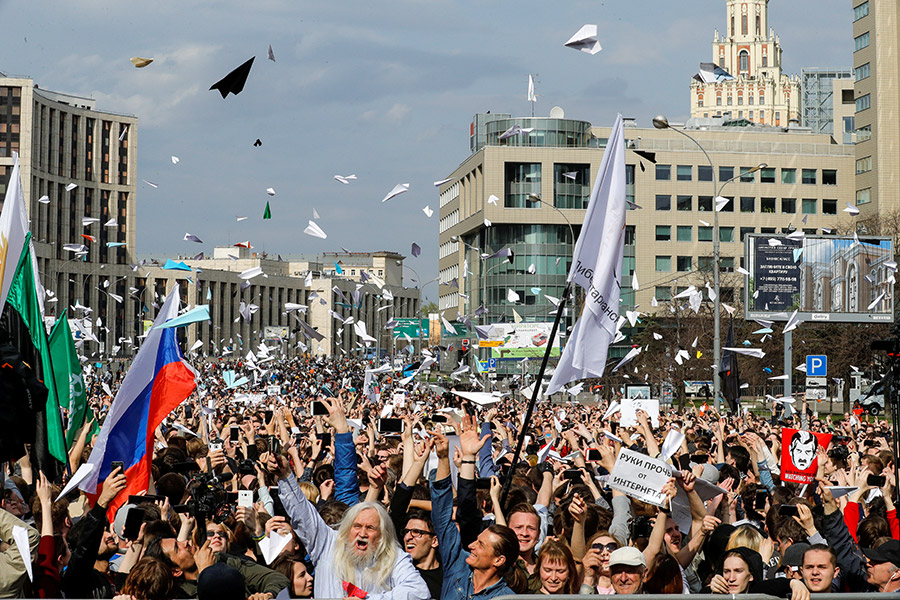 30 апреля 2018 в Москве прошел митинг за свободу интернета. По оценкам московской полиции, в нем приняли участие 7,5 тыс. человек. Проект &laquo;Белый счетчик&raquo; насчитал 12,3 тыс. участников
