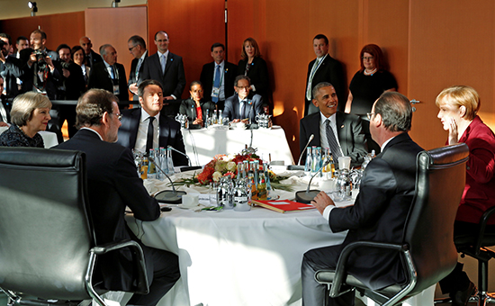 Президент США Барак Обама и&nbsp;лидеры европейских стран на&nbsp;встрече в&nbsp;Берлине
