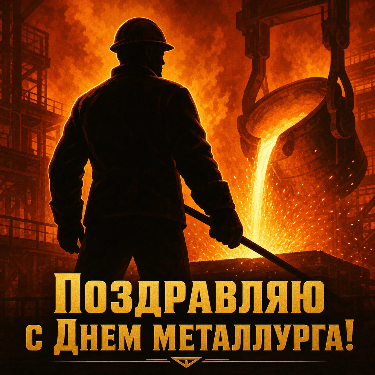 Красивая открытка с поздравлением с Днем металлурга