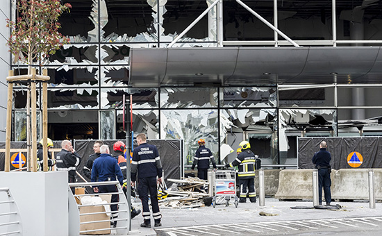 На месте&nbsp;теракта в аэропорту Брюсселя. 22 марта 2016 года


