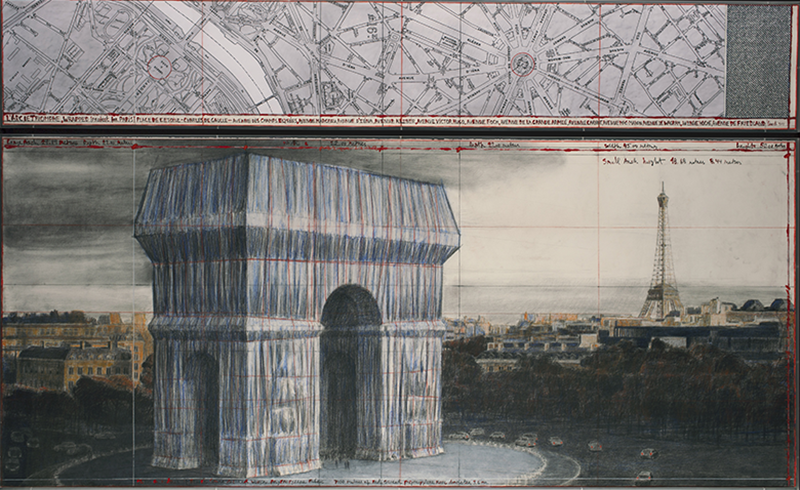 Христо,&nbsp;эскизы проекта Arc de Triomphe, галерея Guy Pieters