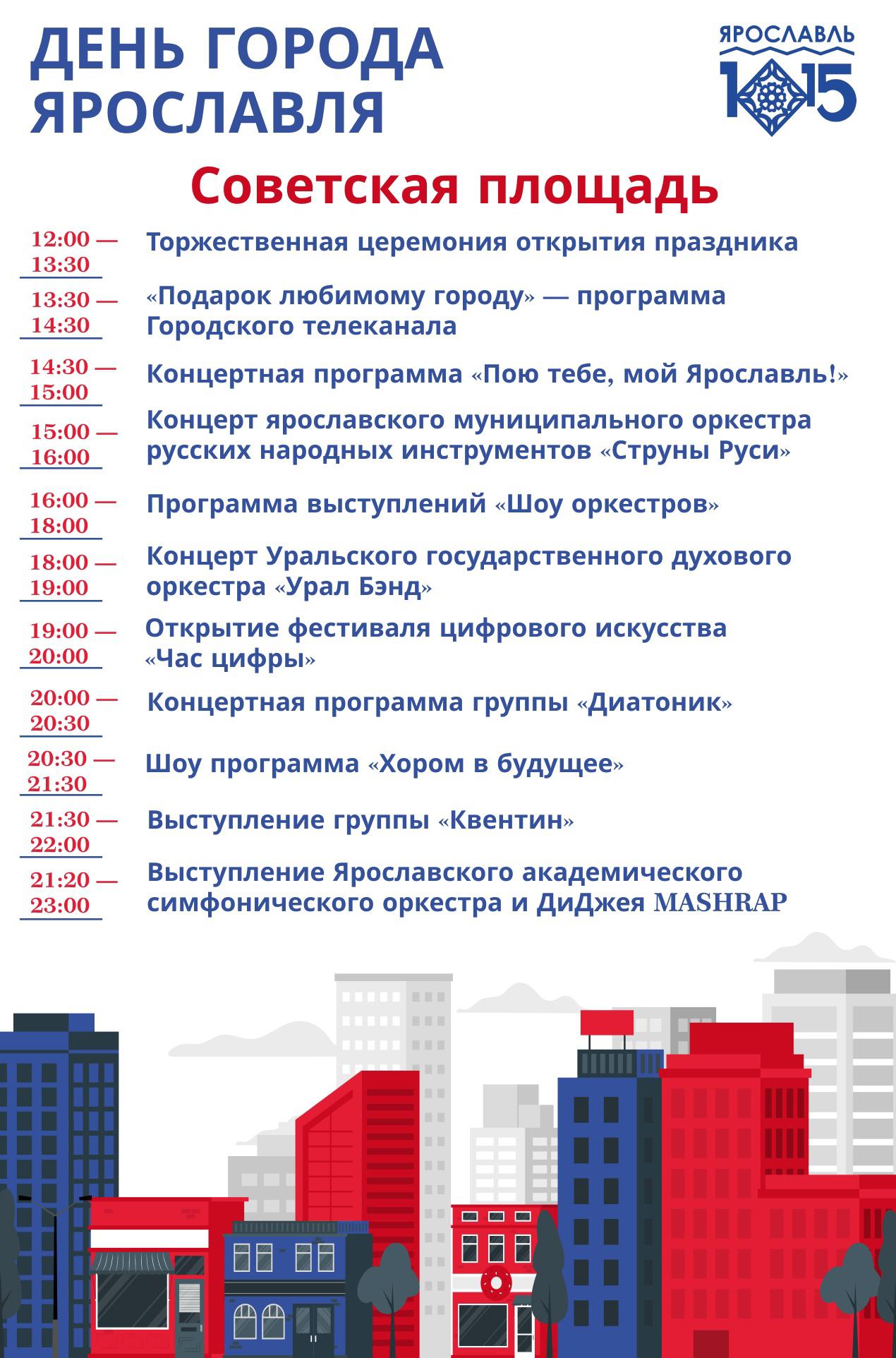 Полная программа празднования Дня города в Ярославле в 2025 году