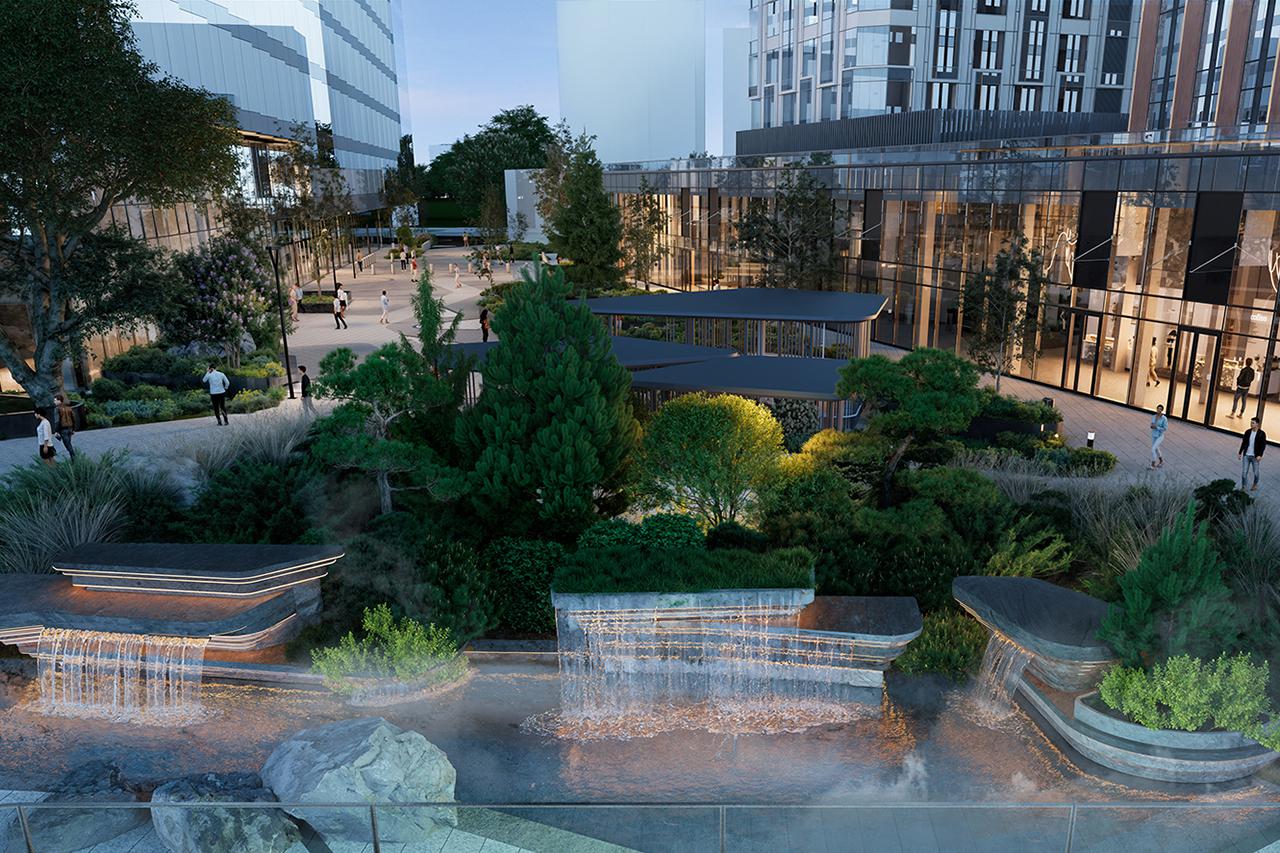 Парк с водопадом