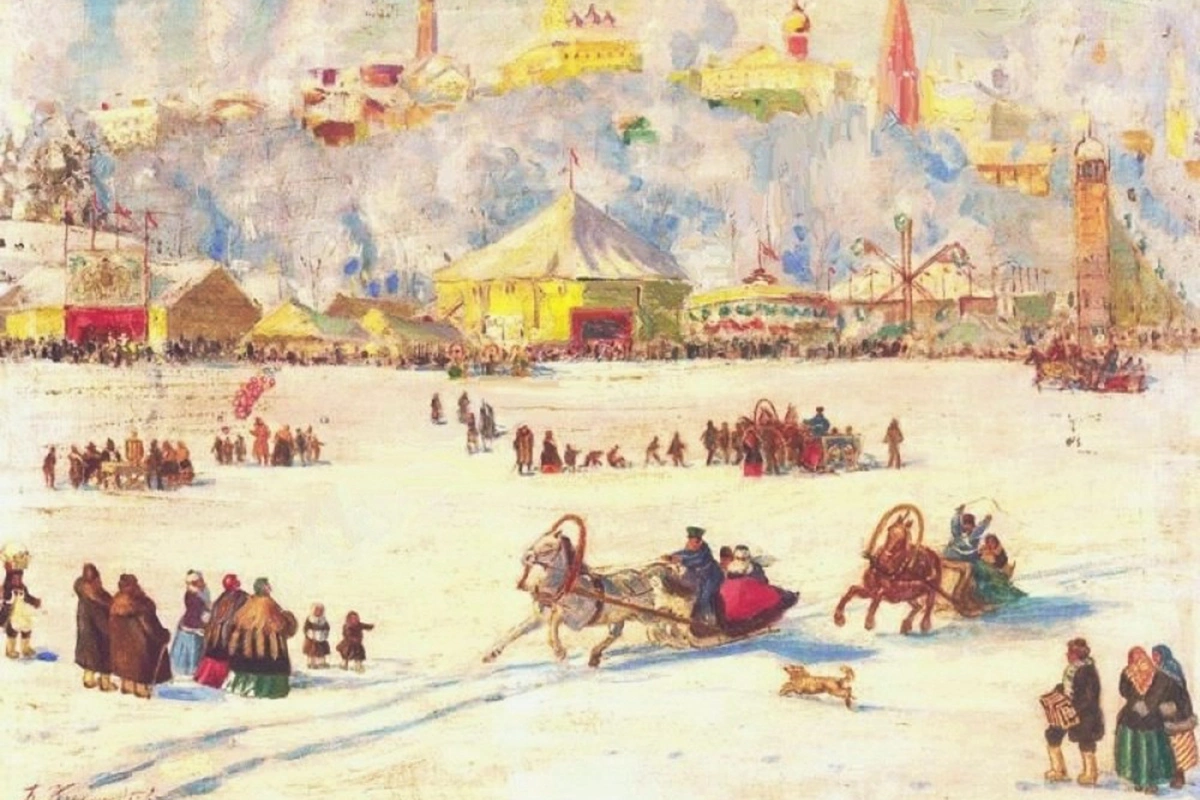 Картина Бориса Кустодиева «Зимняя ярмарка» (1921)