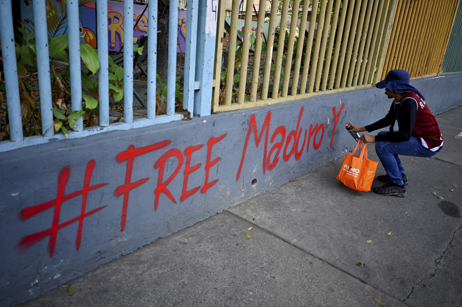 Во время&nbsp;марша с требованием освободить&nbsp;Мадуро.&nbsp;8 января, Каракас.