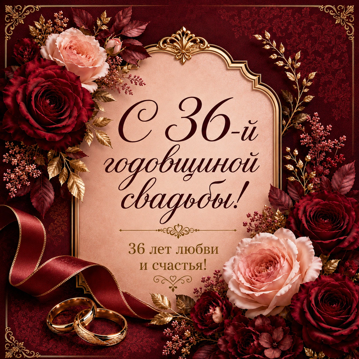Открытка с 36-й годовщиной свадьбы