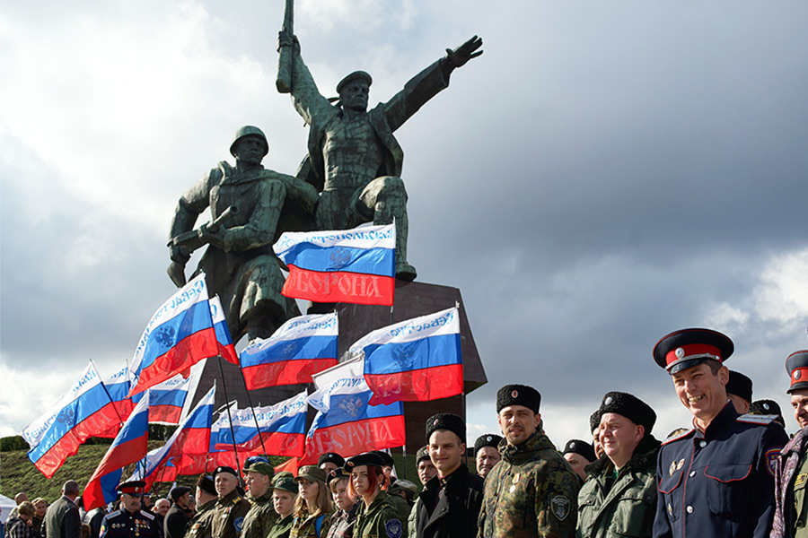 Митинг по случаю третьей годовщины воссоединения Крыма с Россией в Севастополе
