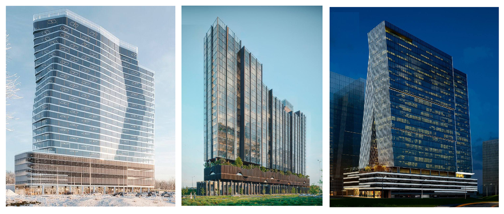 Проекты слева направо: Syntaxis, архитектурного бюро Гинзбург и ТПО &laquo;Резерв&raquo;