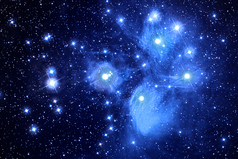 Рассеянное звездное скопление Плеяды, известное также как Стожары, расположенное в&nbsp;северо-западной части созвездия Тельца
