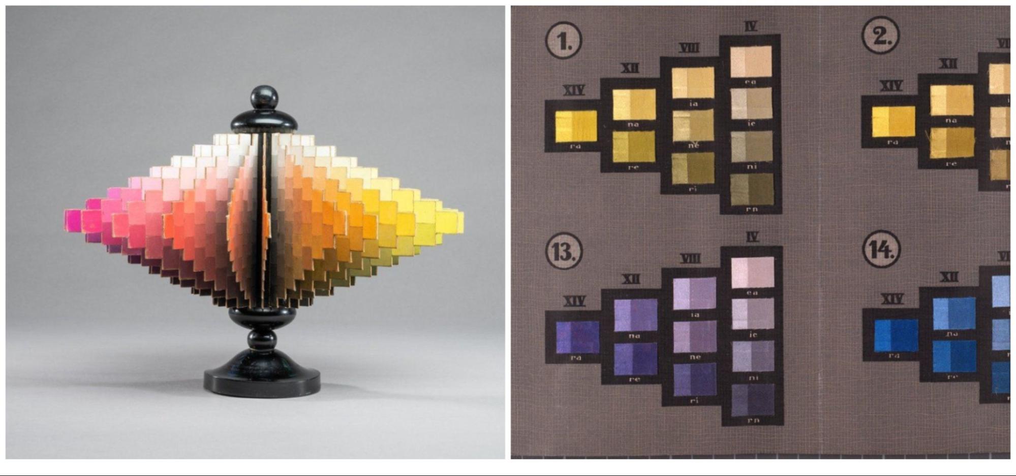Цветовой круг Оствальда или, правильнее сказать, цветной конус Освальда (Ostwaldscher Doppelkegel) &mdash; это объемная модель из 24 цветов, разбитых на сегменты. Каждый цвет Оствальд поделил на восемь ступеней, различающихся по светлоте и насыщенности. На фото слева цветовая модель Оствальда от 1918 года. На фото справа ступени одного цвета из модели Оствальда, 1928 год.