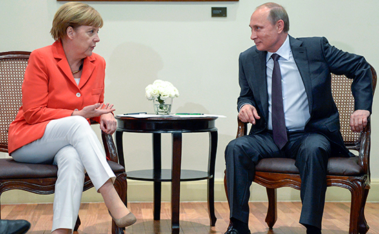 Канцлер Германии Ангела Меркель (слева) и президент России Владимир Путин (справа)