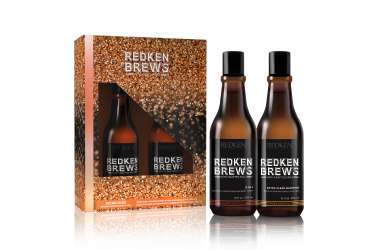 Набор для мужчин Redken Brews: шампунь 3-в-1 и Extra Clean, Redken, 2245 руб. (Yandex Market)