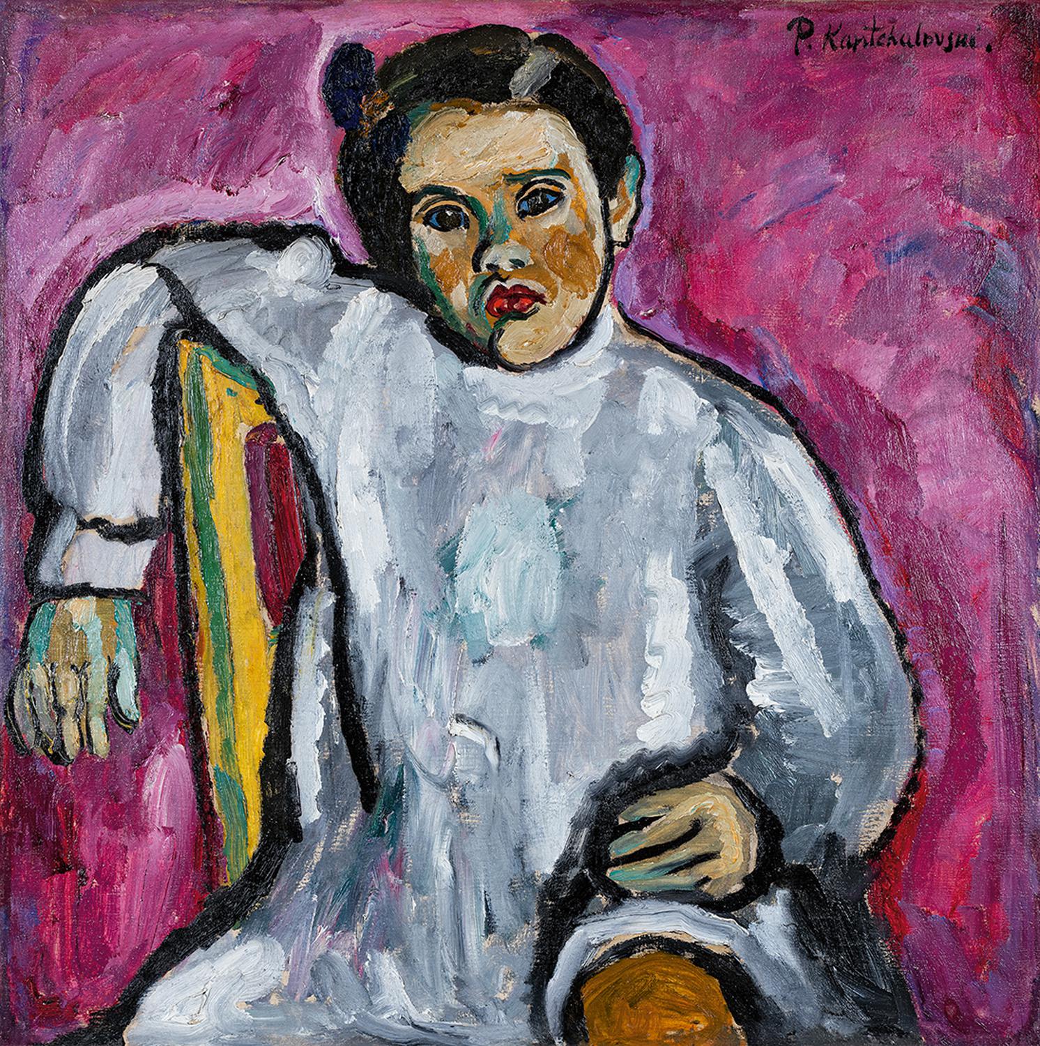 Петр Кончаловский. «Наташа на стуле» (портрет дочери художника), 1910. Собрание Екатерины и Владимира Семенихиных, Москва