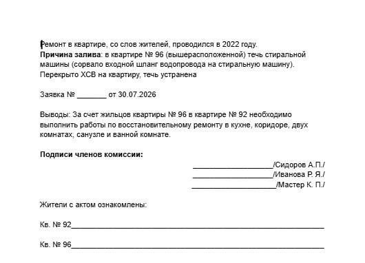 Акт о заливе квартиры: как составить и что в нем проверить