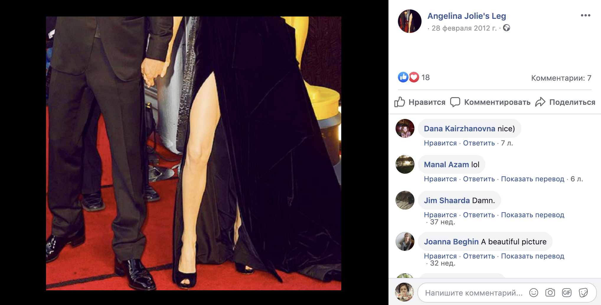 Фото: Angelina Jolie's Leg/Facebook