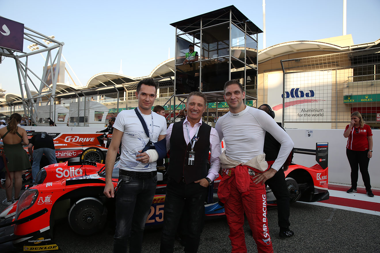 Пилоты SMP Racing Михаил Алешин и Виталий Петров вместе с идейным вдохновителем программы Борисом Ротенбергом.
