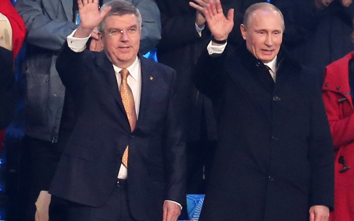 Глава МОК Томас Бах и Владимир Путин