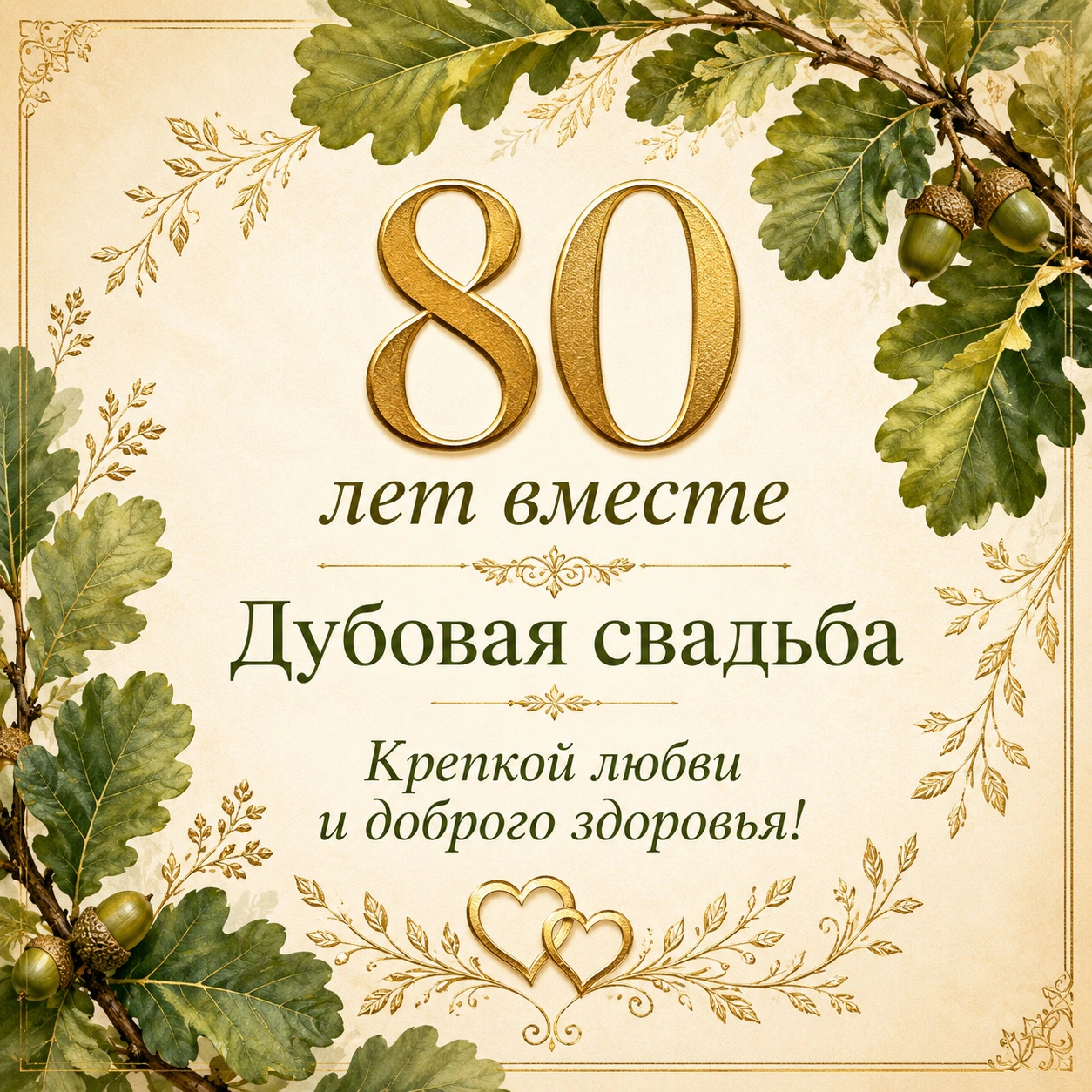 Открытка с дубовой свадьбой