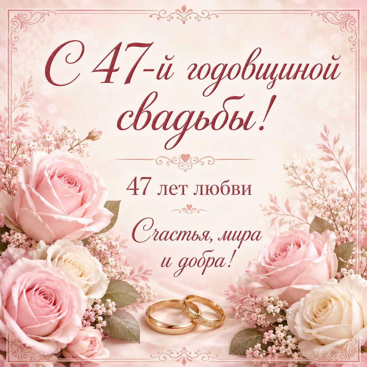 Нежная открытка с 47-й годовщиной свадьбы
