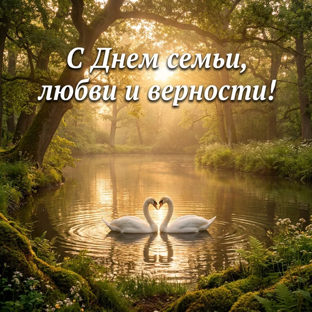 Открытка мужу с поздравлением «С Днем семьи, любви и верности!»
