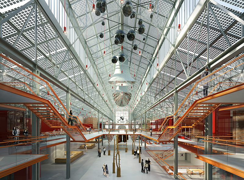 Эскиз внутреннего пространства ГЭС-2, созданный архитектурным бюро Renzo Piano Building Workshop
