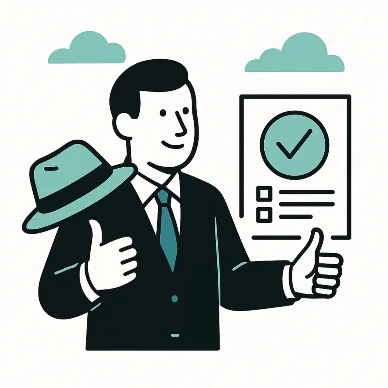 Иллюстрация фразеологизма «Дело в шляпе»