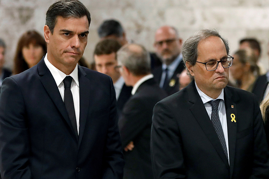 Премьер-министр Испании Педро Санчес (слева) и глава женералитата Каталонии Ким Торра