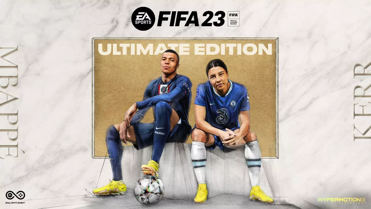 Обложку FIFA 23 Ultimate Edition украшает звезда французского «ПСЖ» Килиан Мбаппе и австралийская нападающая женского состава «Челси» Саманта Мей «Сэм» Керр